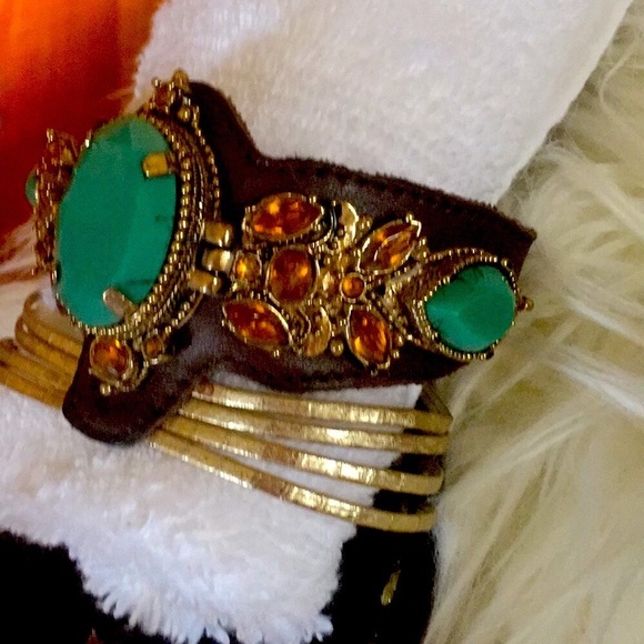 BCBG Boho Chic Sandals Stylish Very Rich Turquoise & Bronze Bling!! CLEAN & EXC! - Picture 4 of 8